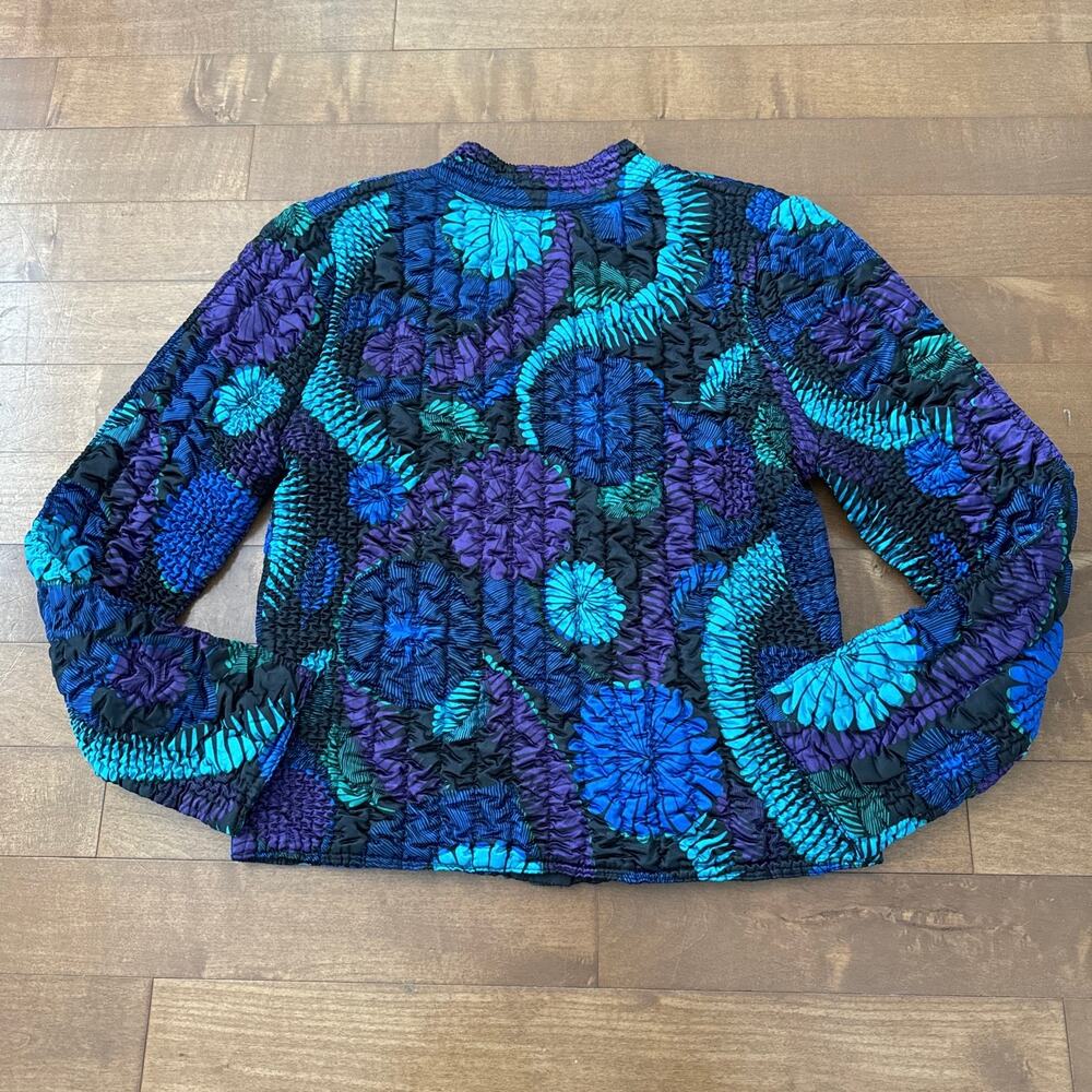 Ruby Rd 100% silk multicolored zip up jacket size… - image 9